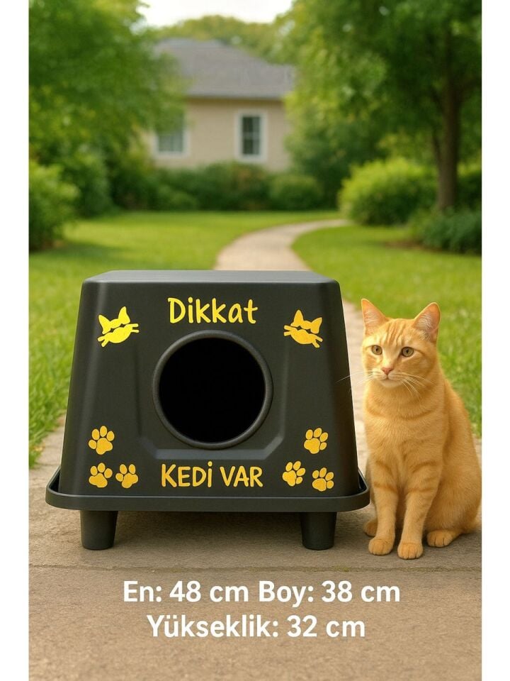 Kartepe Kedi Evi Small - Yağmura ve Soğuğa Dayanıklı Plastik Kulübe