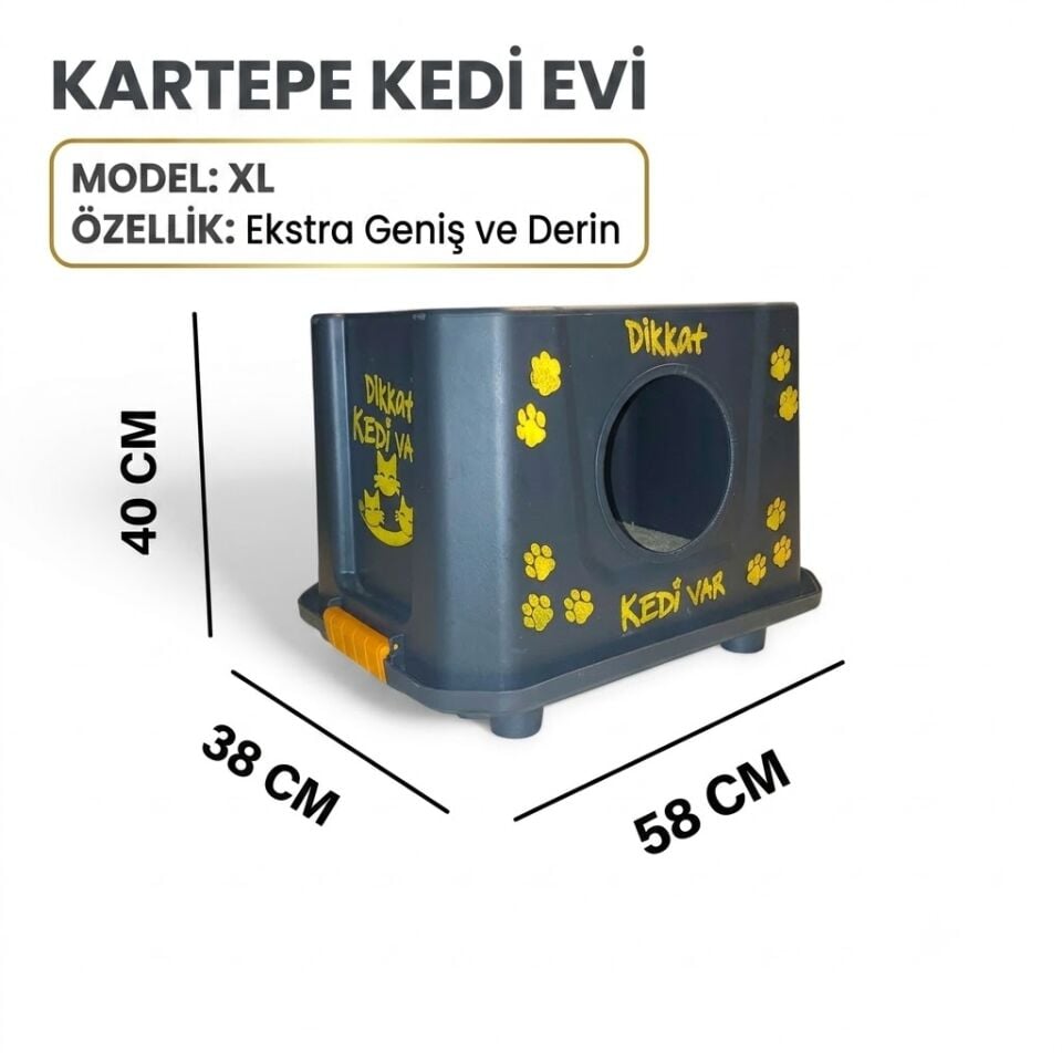 Kartepe Dış Mekân Kedi Evi  XL – Su Geçirmez, Yalıtımlı, Sağlam Plastik