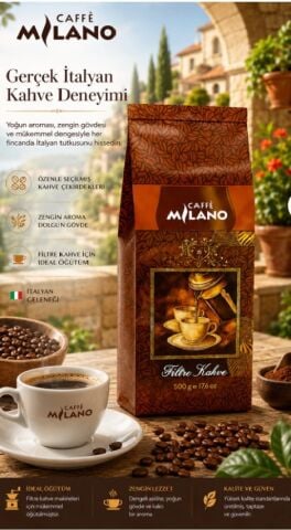 Caffe Milano Filtre Kahve 500g - Yumuşak İçimli Dengeli Harman