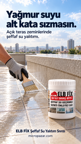 Elb Fix Şeffaf Su Yalıtım Sıvısı - Su Geçirmez Sızıntı Önleyici İzolasyon Malzemesi 1KG