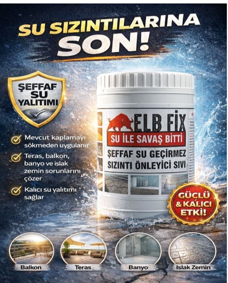 Elb Fix Şeffaf Su Yalıtım Sıvısı - Su Geçirmez Sızıntı Önleyici İzolasyon Malzemesi 1KG