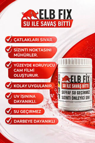 Elb Fix Şeffaf Su Yalıtım Sıvısı - Su Geçirmez Sızıntı Önleyici İzolasyon Malzemesi 1KG