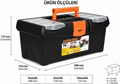 Super-Bag 16'' Takım Çantası Asr-2017 Taşınabilir Ergonomik Saplı Çok Amaçlı Kullanım