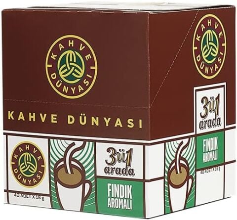 Kahve Dünyası 3'ü 1 Arada Fındık Aromalı Hazır Kahve 18 g x 40 Adet – 720 g