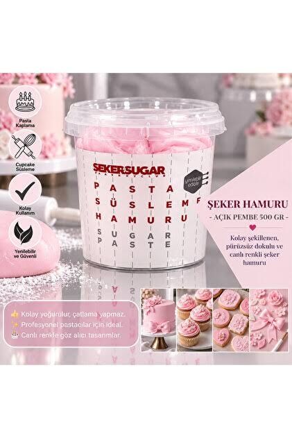 ŞEKER & SUGAR Şeker & Sugar - AÇIK PEMBE (BEBE PEMBE) Şeker Hamuru 500gr