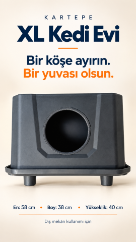 Kartepe Plastik Kedi Evi Outdoor Black XL