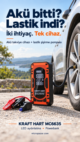 Kraft Hart MC6635 Akü Takviye Cihazı ve Lastik Şişirme Pompası