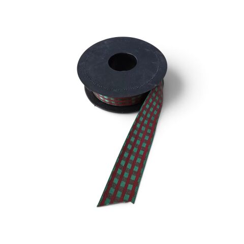 Baskılı Saten Kurdele – Kırmızı Yeşil Kare Desenli 2,5 cm x 20 m