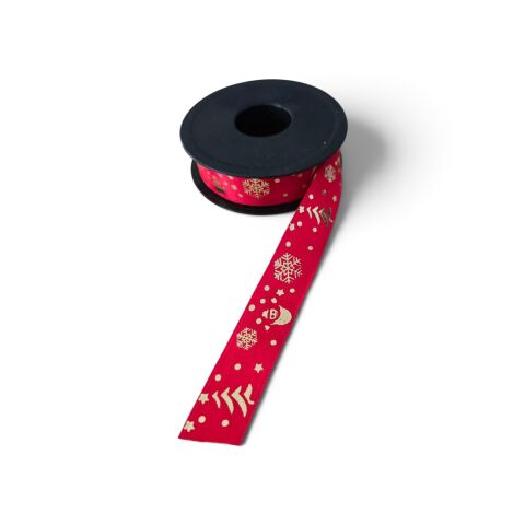 Kırmızı Gold Yılbaşı Temalı Kar Tanesi Kardan Adam Çam Ağacı Yıldız ve Nokta Desenli Saten Kurdele 2,5 cm x 20 m