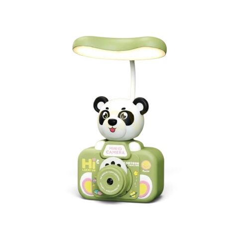 Panda Kamera Tasarımlı Projeksiyonlu Masa Lambası – Mint Yeşil, Şarj Edilebilir LED Gece Lambası